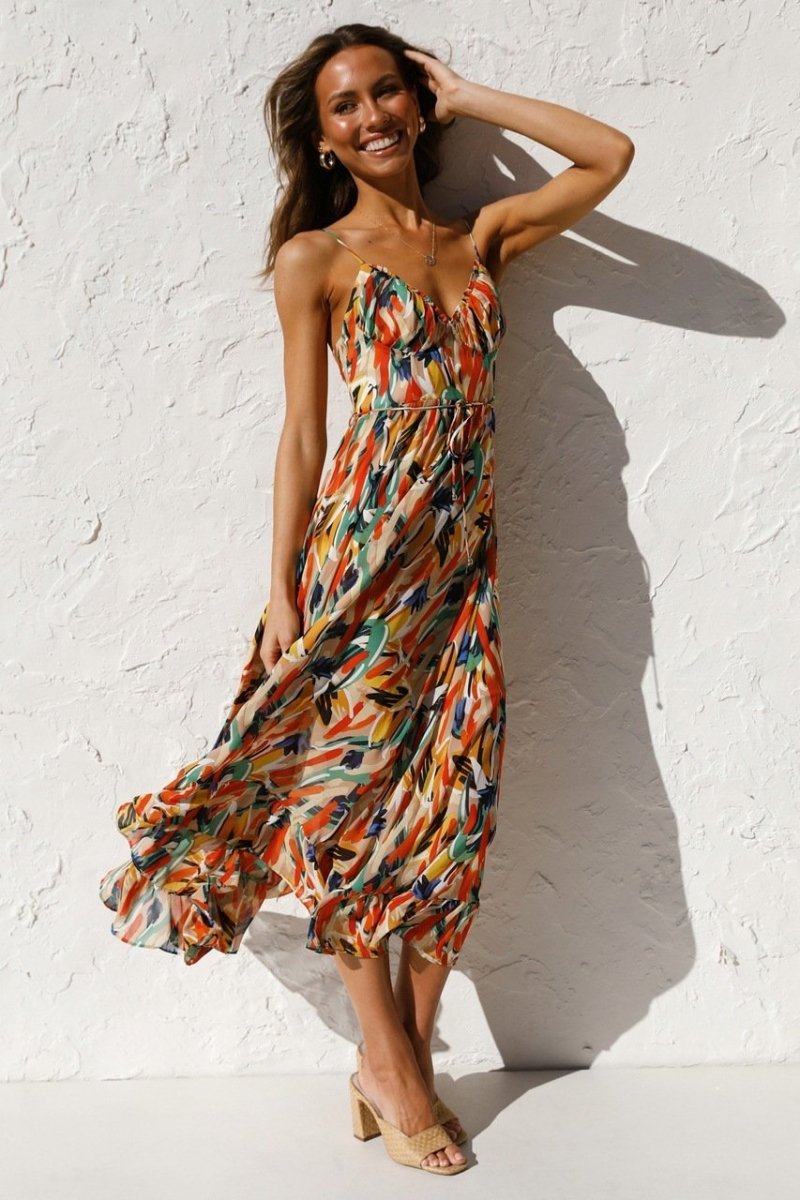 Robe imprimée chic et colorée pour femmes | Maxi