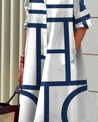 Robe élégante à imprimé géométrique pour femmes | Midi