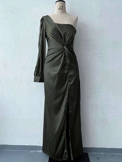 Robe drapée asymétrique pour femme | Maxi
