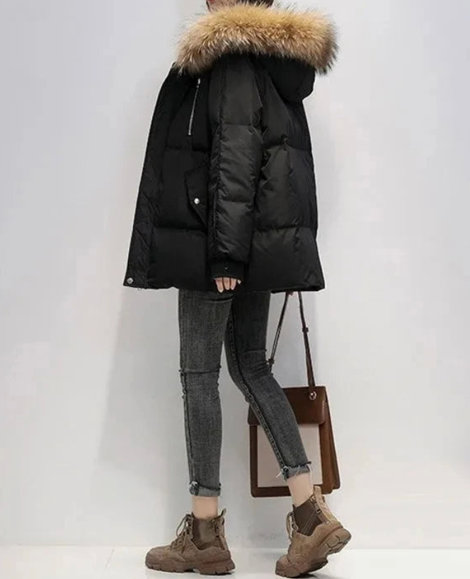 Manteau bouffant à capuche pour femme | Hiver