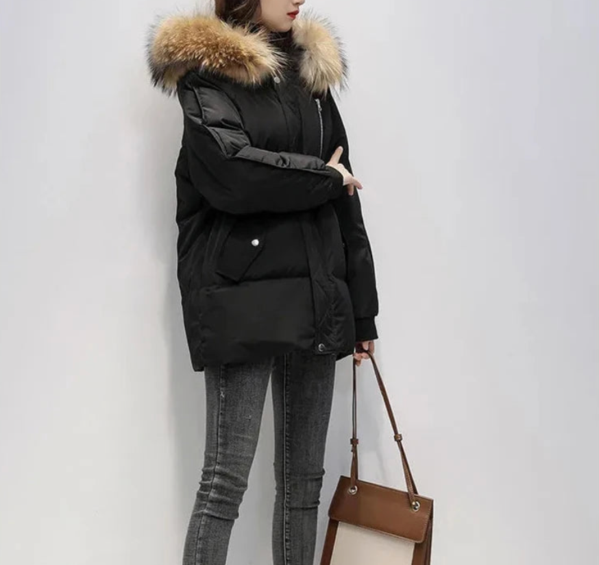 Manteau bouffant à capuche pour femme | Hiver