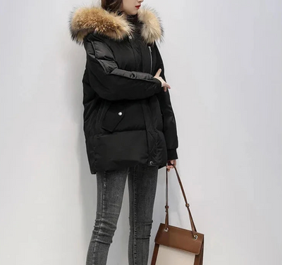 Manteau bouffant à capuche pour femme | Hiver