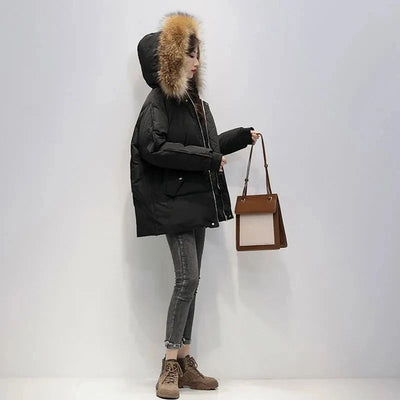 Manteau bouffant à capuche pour femme | Hiver