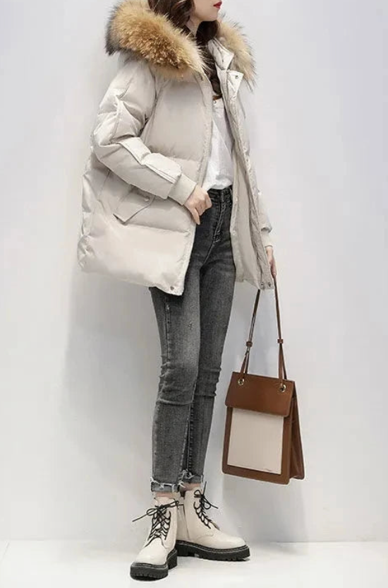 Manteau bouffant à capuche pour femme | Hiver