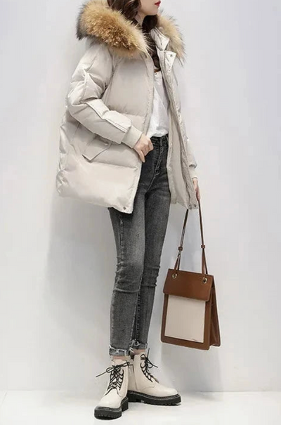 Manteau bouffant à capuche pour femme | Hiver