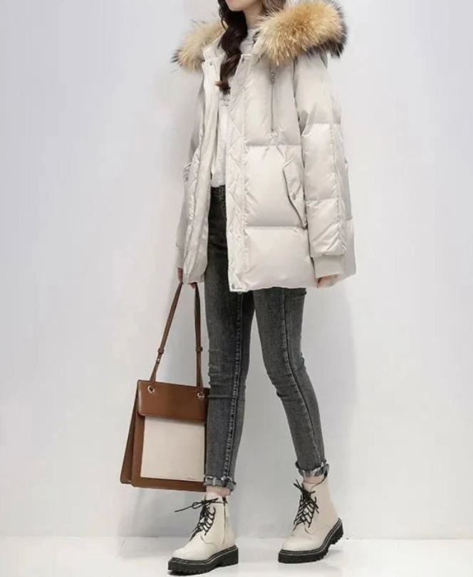 Manteau bouffant à capuche pour femme | Hiver