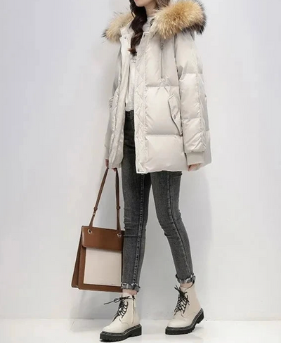 Manteau bouffant à capuche pour femme | Hiver