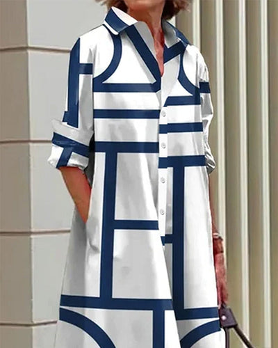 Robe élégante à imprimé géométrique pour femmes | Midi