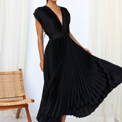 Robe élégante à col en V pour femmes | Midi