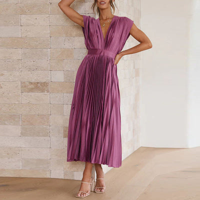 Robe élégante à col en V pour femmes | Midi