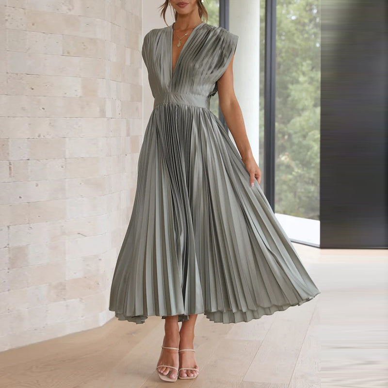 Robe élégante à col en V pour femmes | Midi