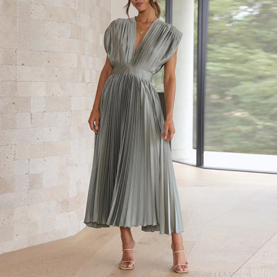Robe élégante à col en V pour femmes | Midi