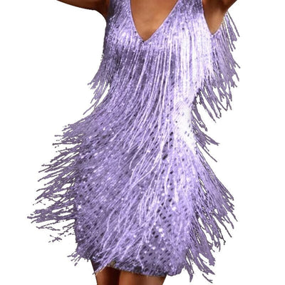 Victoria | Robe de soirée à franges étincelantes pour femmes | Mini