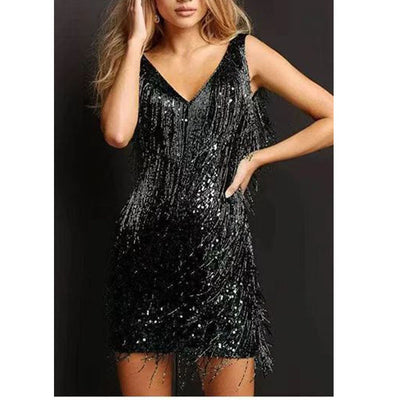 Victoria | Robe de soirée à franges étincelantes pour femmes | Mini