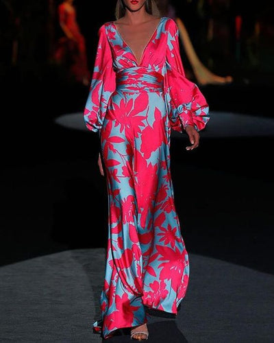 Robe à col en V à la mode pour femmes | Maxi