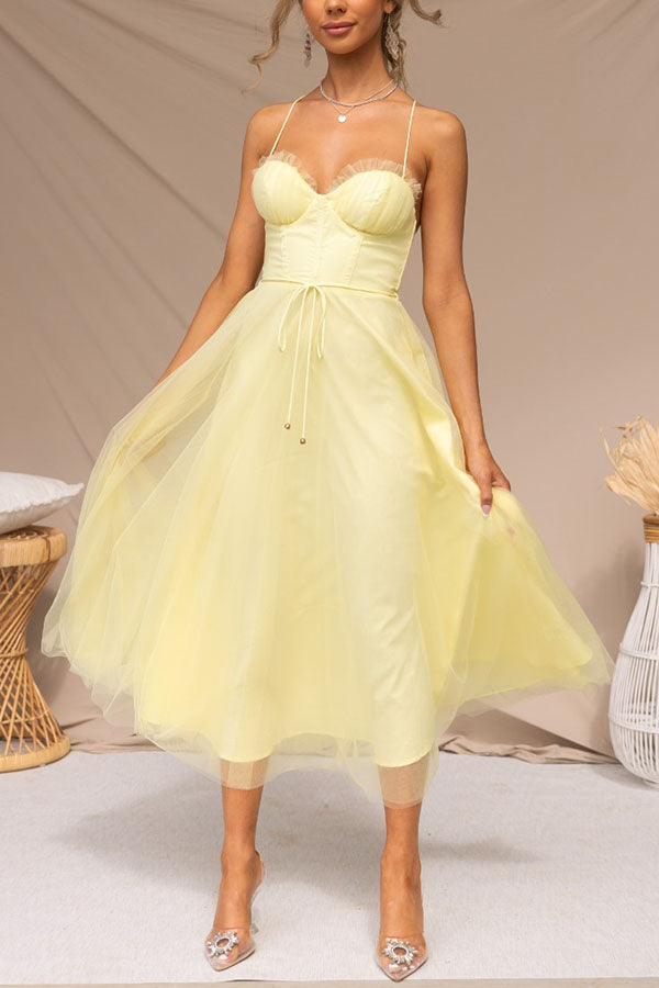 Robe Midi Élégante À Corset Pour Invitée De Mariage | Femme