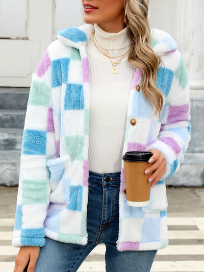Cleo - Veste Sherpa à carreaux