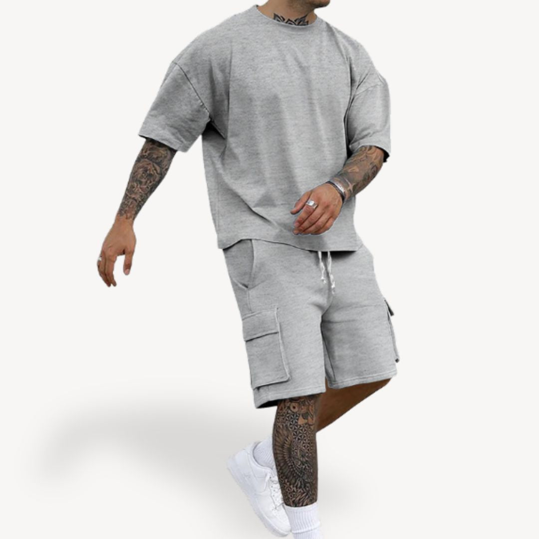 Ensemble short et haut en coton pour hommes