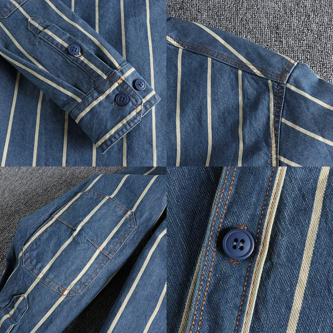 Chemise en denim extensible pour hommes | Manches longues