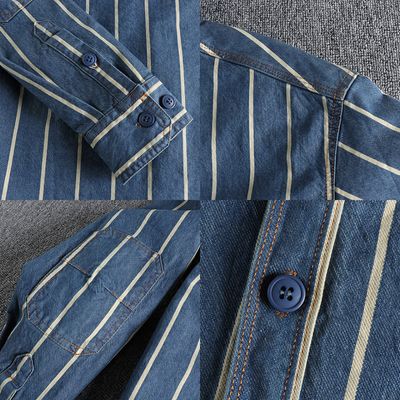 Chemise en denim extensible pour hommes | Manches longues