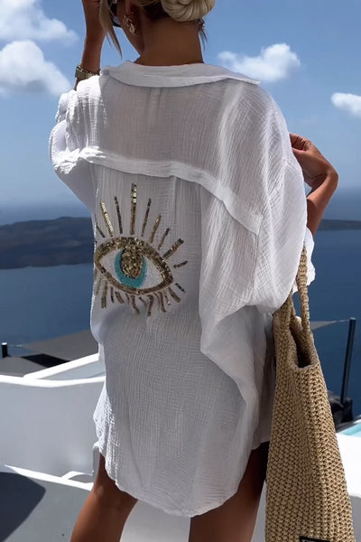 Chemise en coton oversize pour femme | Manches longues