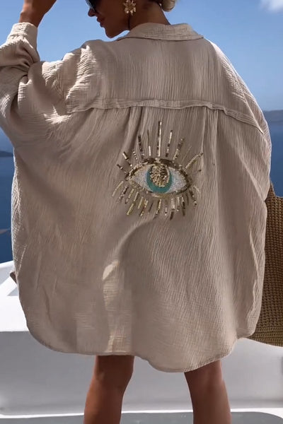 Chemise en coton oversize pour femme | Manches longues