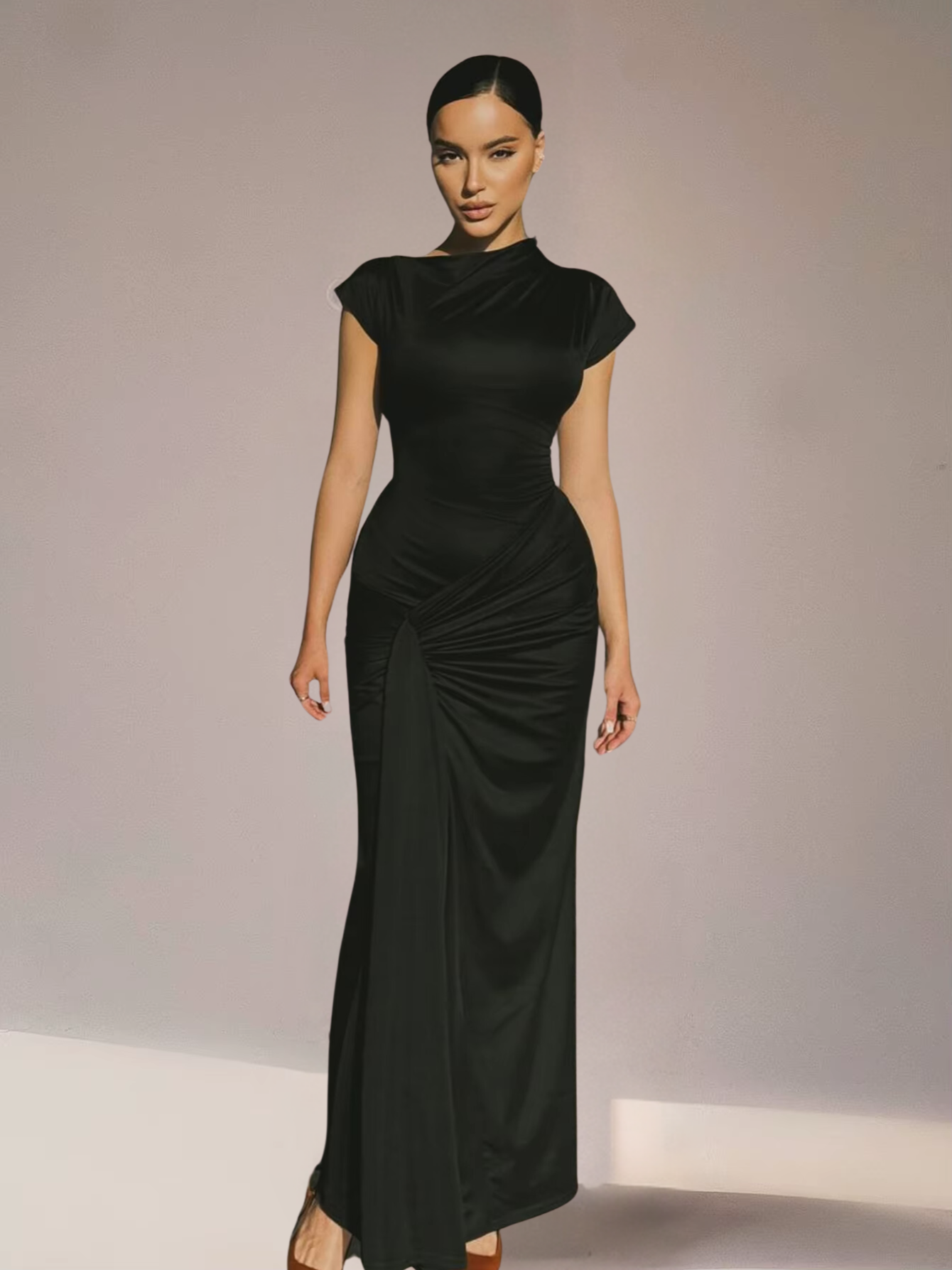 Robe drapée élégante pour femme | Maxi