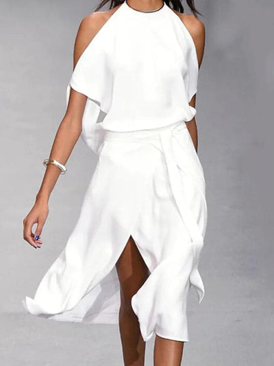 Robe élégante à épaulettes pour femmes | Midi