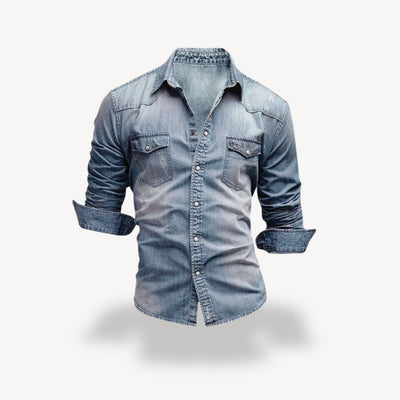 Chemise western en denim pour homme | Manches longues