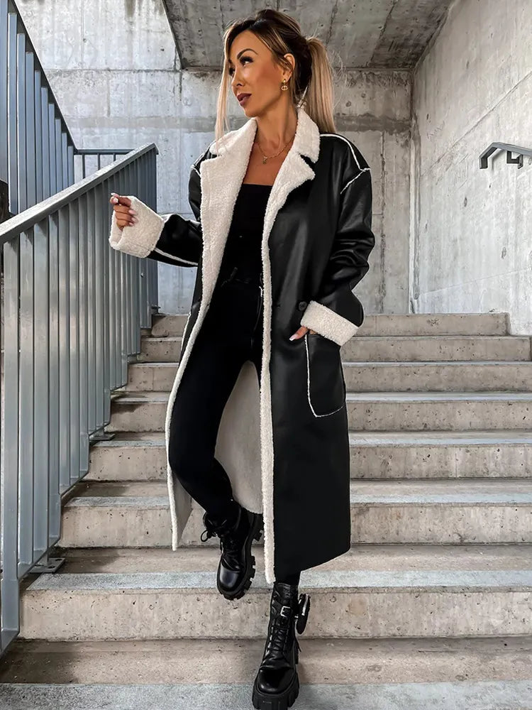 Manteau en cuir pour femme | Longue