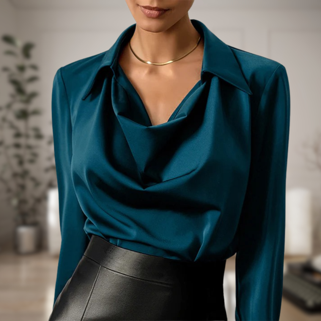 Chemisier polyvalent en satin pour femmes | Manches longues