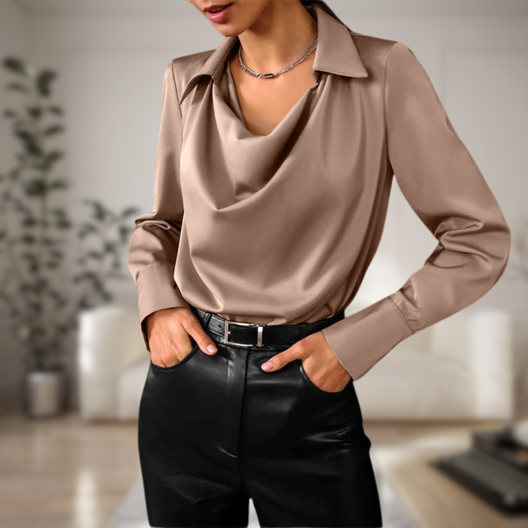 Chemisier polyvalent en satin pour femmes | Manches longues