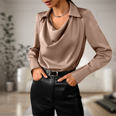 Chemisier polyvalent en satin pour femmes | Manches longues