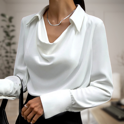 Chemisier polyvalent en satin pour femmes | Manches longues