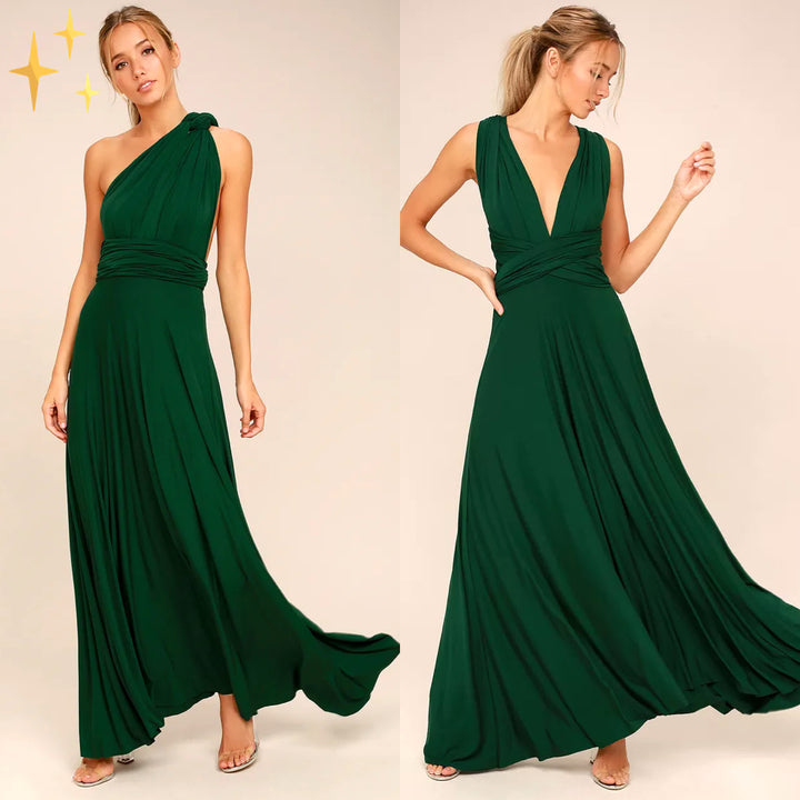 Robe élégante à col en V pour femmes | Maxi