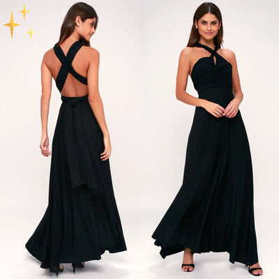 Robe élégante à col en V pour femmes | Maxi