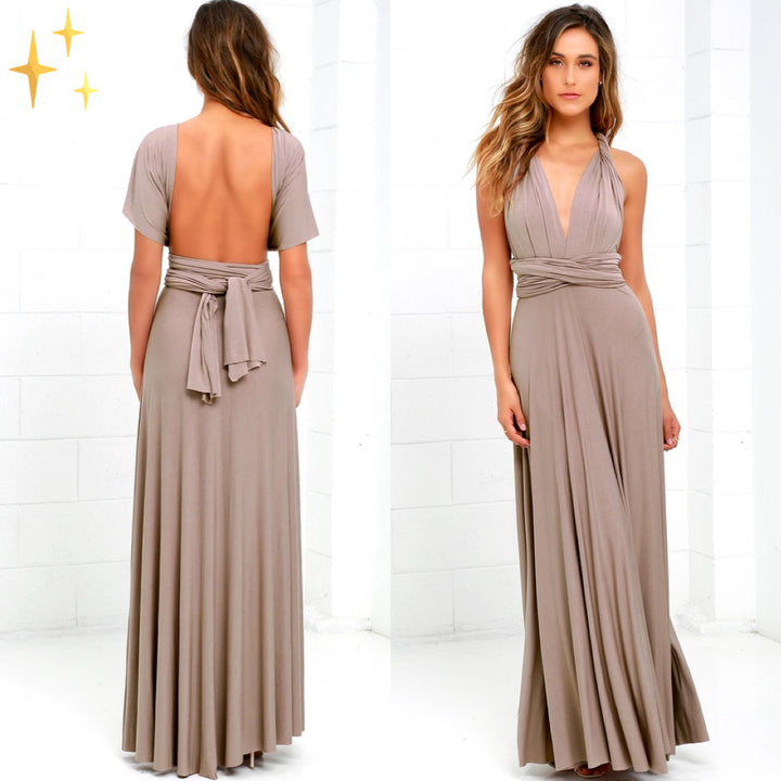 Robe élégante à col en V pour femmes | Maxi