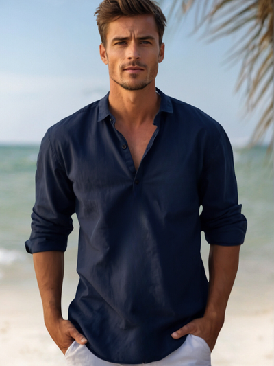 Chemise en lin respirante pour hommes | Manches longues