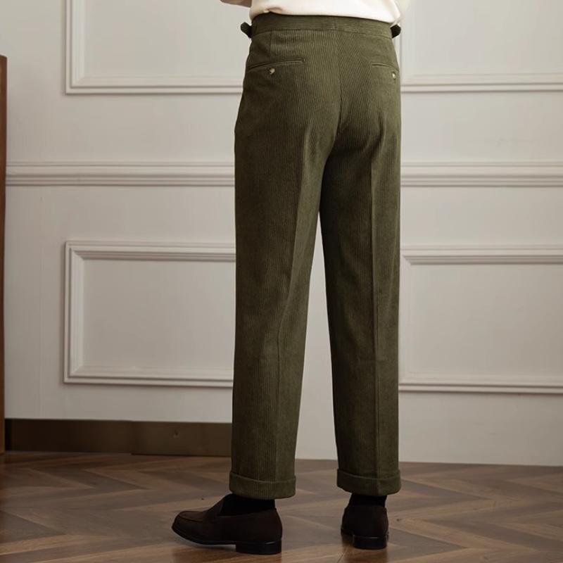 Pantalon rétro en velours côtelé pour homme | Coupe droite