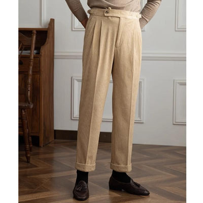 Pantalon rétro en velours côtelé pour homme | Coupe droite