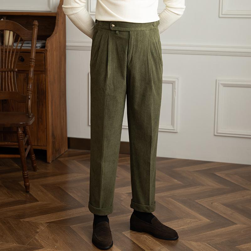 Pantalon rétro en velours côtelé pour homme | Coupe droite