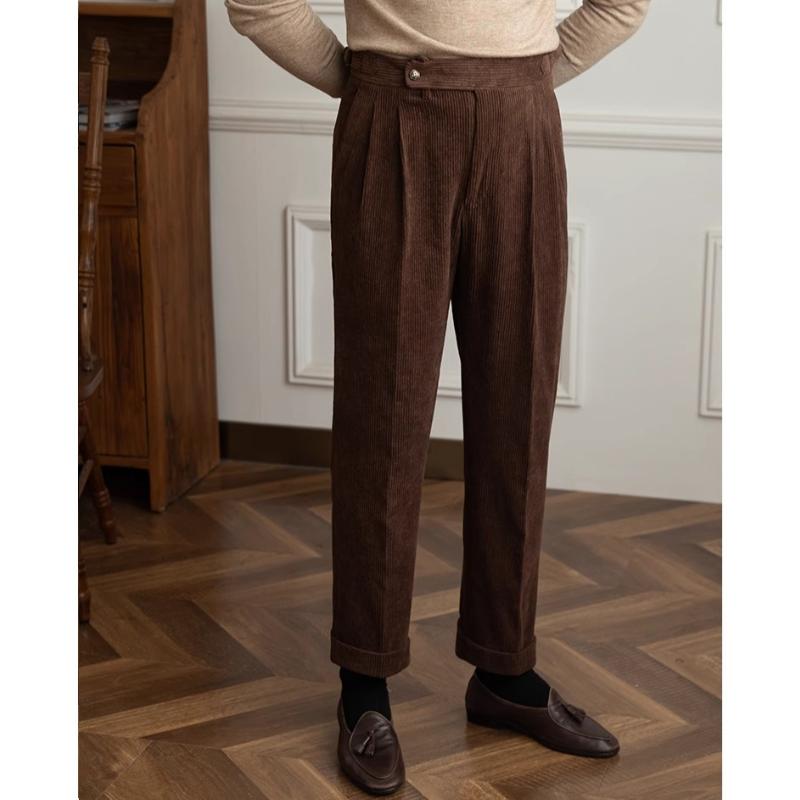 Pantalon rétro en velours côtelé pour homme | Coupe droite