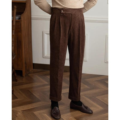 Pantalon rétro en velours côtelé pour homme | Coupe droite