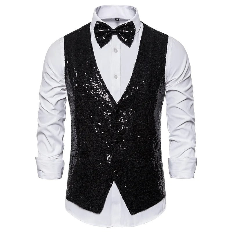 Mack | Gilet de soirée à paillettes pour hommes | Sans manches