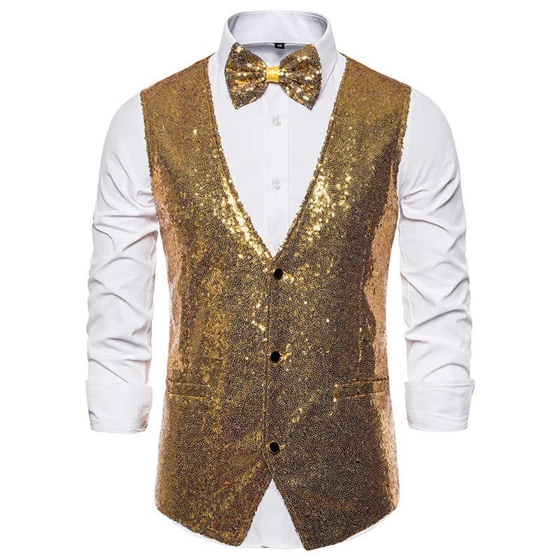Mack | Gilet de soirée à paillettes pour hommes | Sans manches