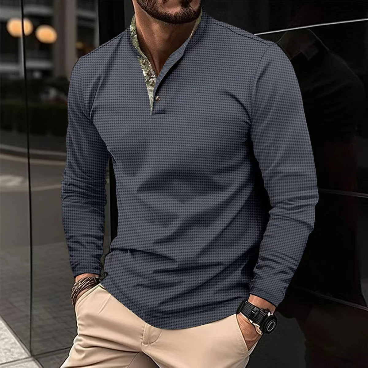 Clark | Polo à col coloré pour hommes | Manches longues