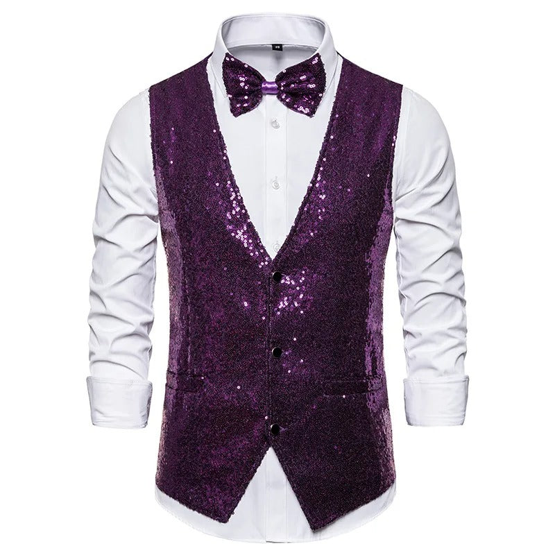 Mack | Gilet de soirée à paillettes pour hommes | Sans manches