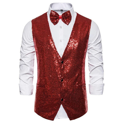Mack | Gilet de soirée à paillettes pour hommes | Sans manches