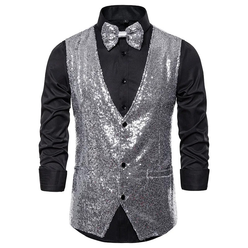 Mack | Gilet de soirée à paillettes pour hommes | Sans manches