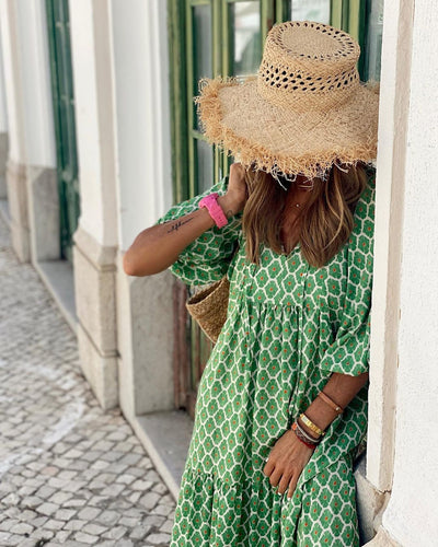 Robe bohémienne à col en V pour femme | Maxi